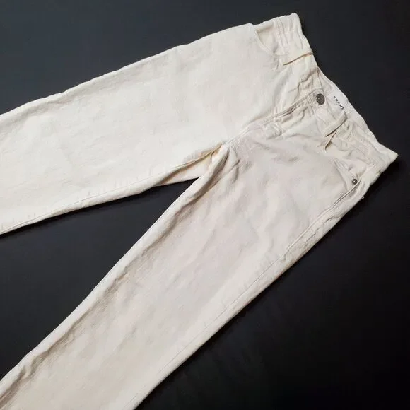 Frame Women Size 24 Le High Straight Jean Raw Stagger Hem Distressed White - Picture 1 of 9